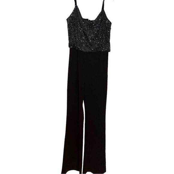 Parker Black Sequin Bodice Jumpsuit Size 6 - Picture 3 of 7